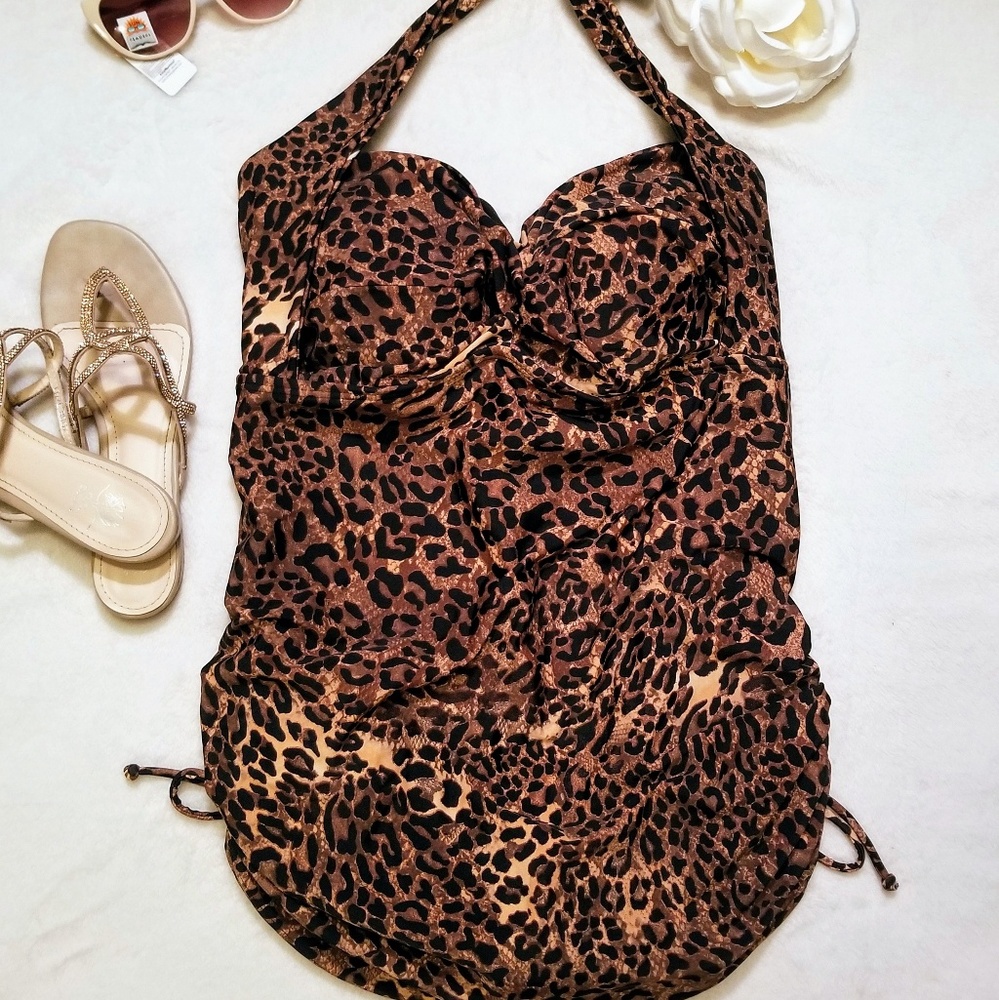 🌹Retro style🌹 Leopard print one piece swimsuit